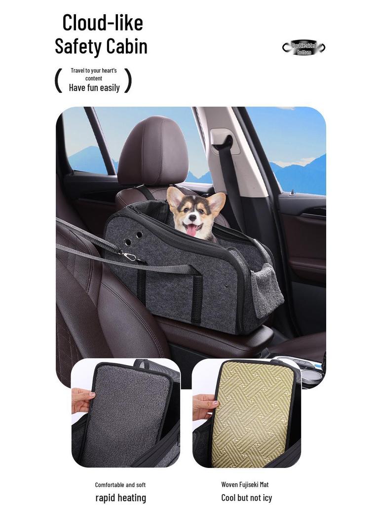 Car Dog Seat for Small Puppies - In-Car Center Console Pet Seat