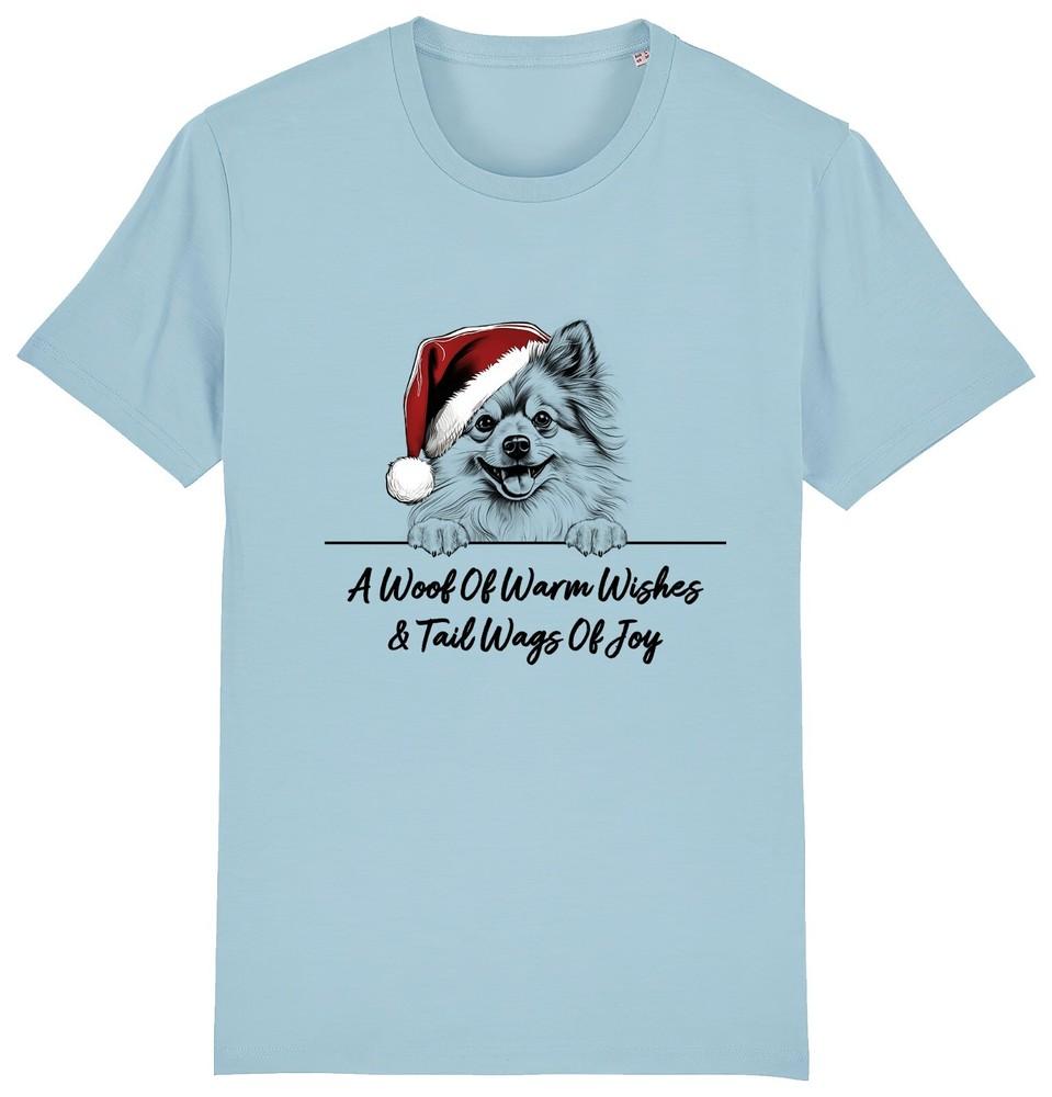 POMERANIAN Christmas Dog T-Shirt Adults Kids Woof Wishes Tail Wags Dogs Xmas