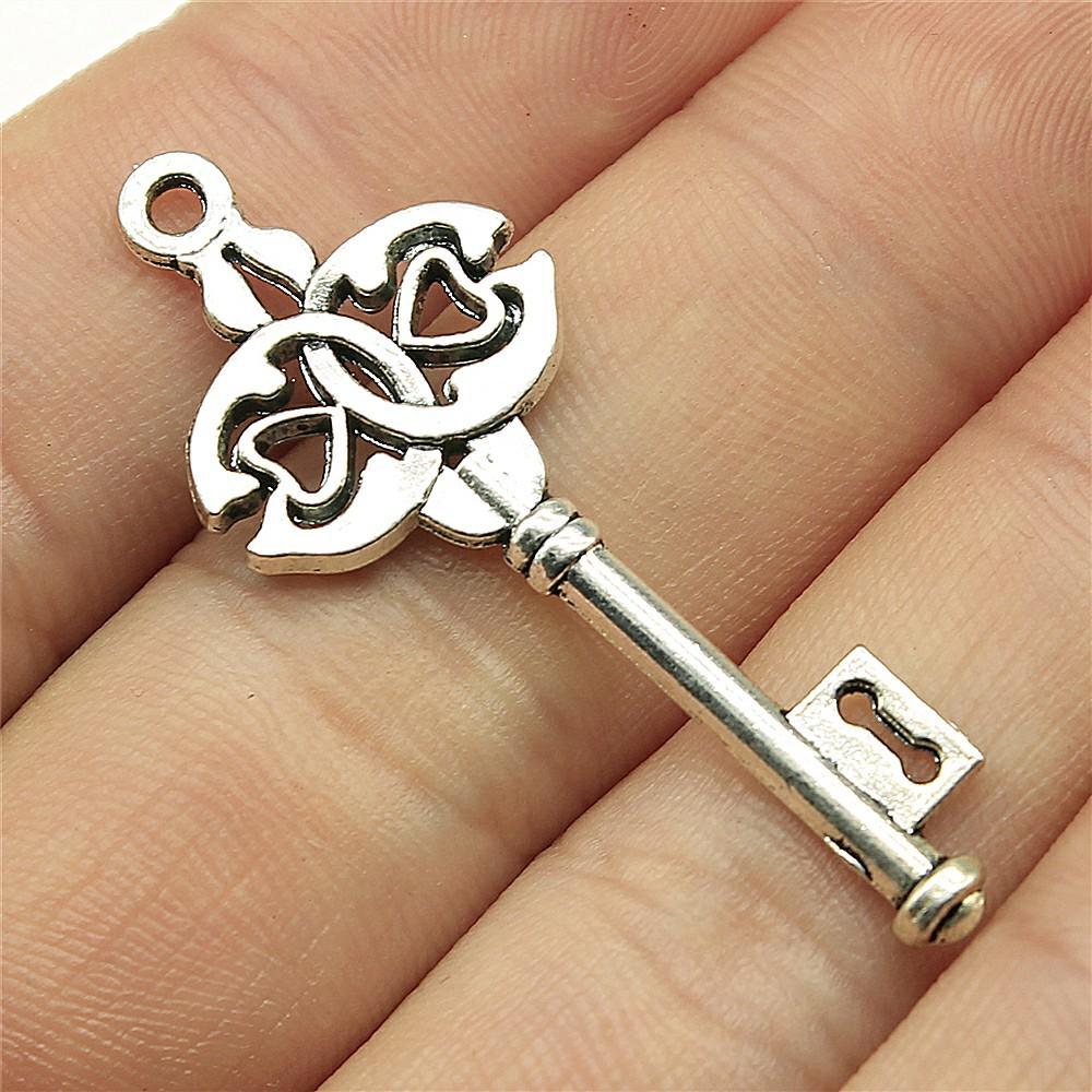 10pcs Antique Silver Color Vintage Key Charm Pendants Jewelry Accessories Retro Key Charms For Jewelry Making DIY