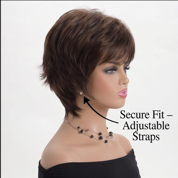 Women's Short Wavy Synthetic Wig - Natural Mixed Brown Hairpiece, Breathable & Lightweight for Daily, Party & Casual Wear, Ready Stock