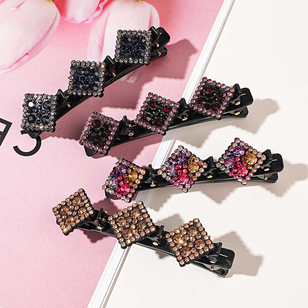 Neue funkelnde Kristallstein geflochtene Haarspangen Satin Stoff Haarbänder Strass Haarspangen Geflochtene Haarspange mit Strasssteinen