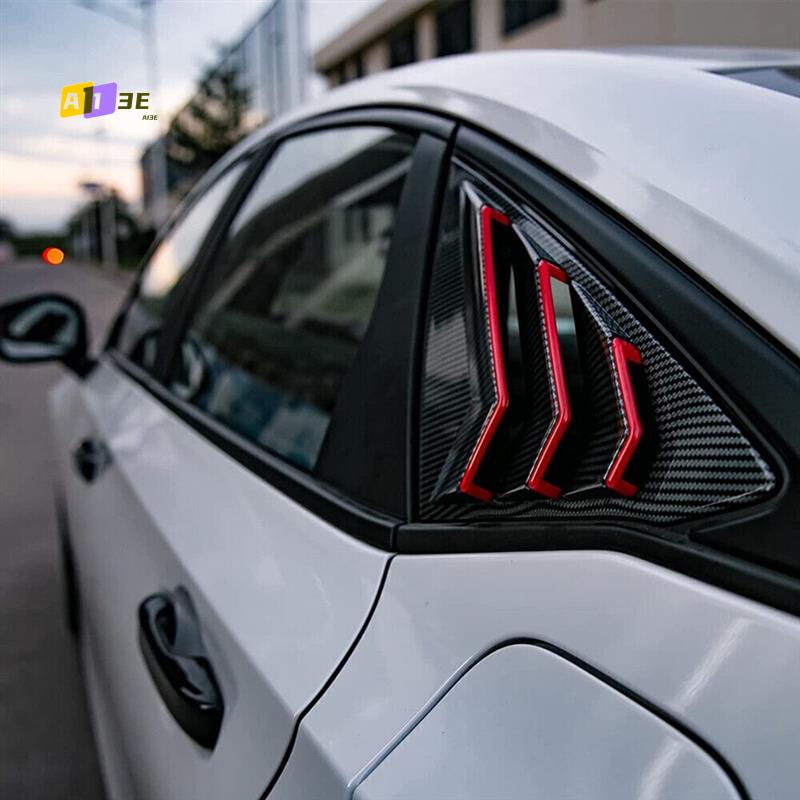 A03E-For Honda Civic Sedan Rear Side Vent Quarter Window Louver Shutter Cover Carbon Fiber+Red Car Accessories как