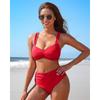 Charmleaks Women High Waisted Bikini Sets Two Piece Swimsuit Ruched Sexy Bandeau Bathing Suit