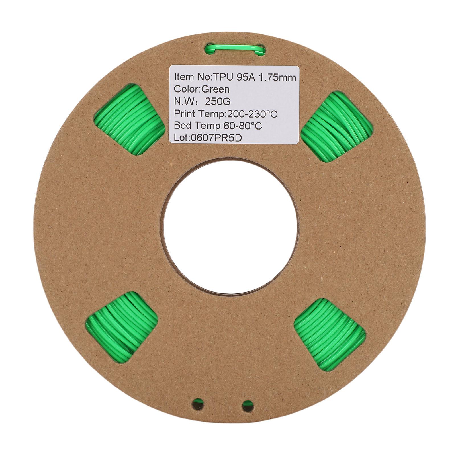 Filamento Stampante 3D 250g 1.75mm 95A TPU Flessibile Alta Elasticità Ricambio Filamento Stampante Precisione 0.02mm giallo