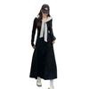 French Long-sleeved Dress Women's Autumn New Waist and Thin A-shaped Long Dress Hepburn Style Temperament Skirt