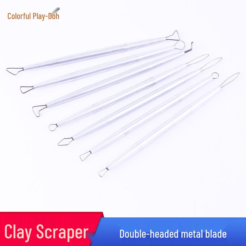 

Набор из 7 двухсторонних инструментов для скульптуры по керамике: Инструменты-скребки и ножи для обрезки с алюминиевым стержнем для работы с глиной