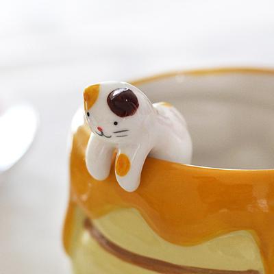 Kitchen Tool Gift Ceramic Cartoon Cute Cat Animal Spoon Hanging Coffee Spoon