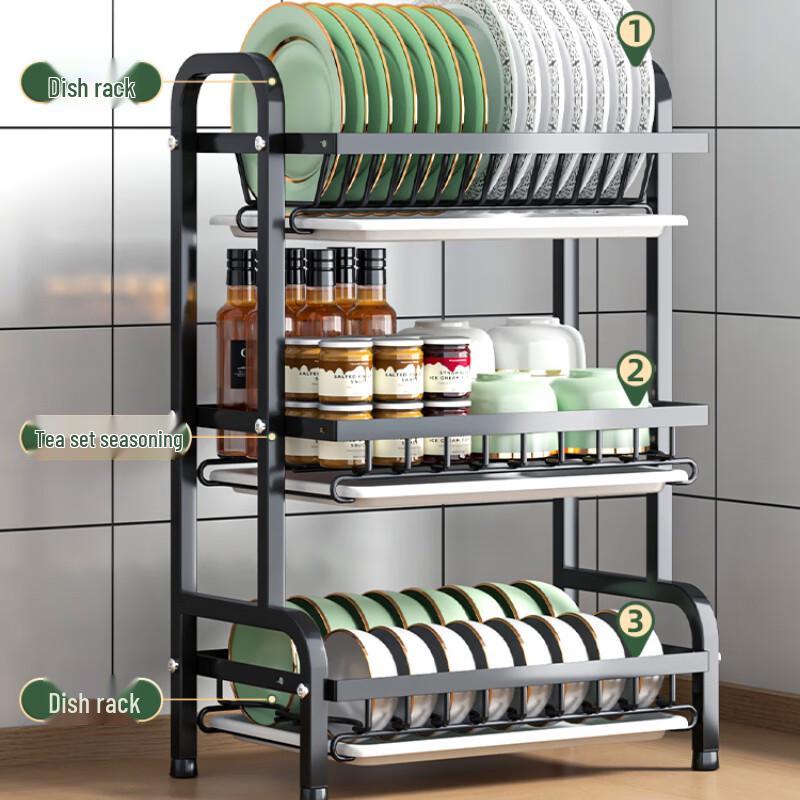 Yunshuang 3-Tier Carbon Steel Kitchen Dish Drying Rack