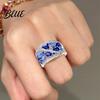 Multi-shaped Ring Women Hollow Out Wide Blue Cocktail Water Drop