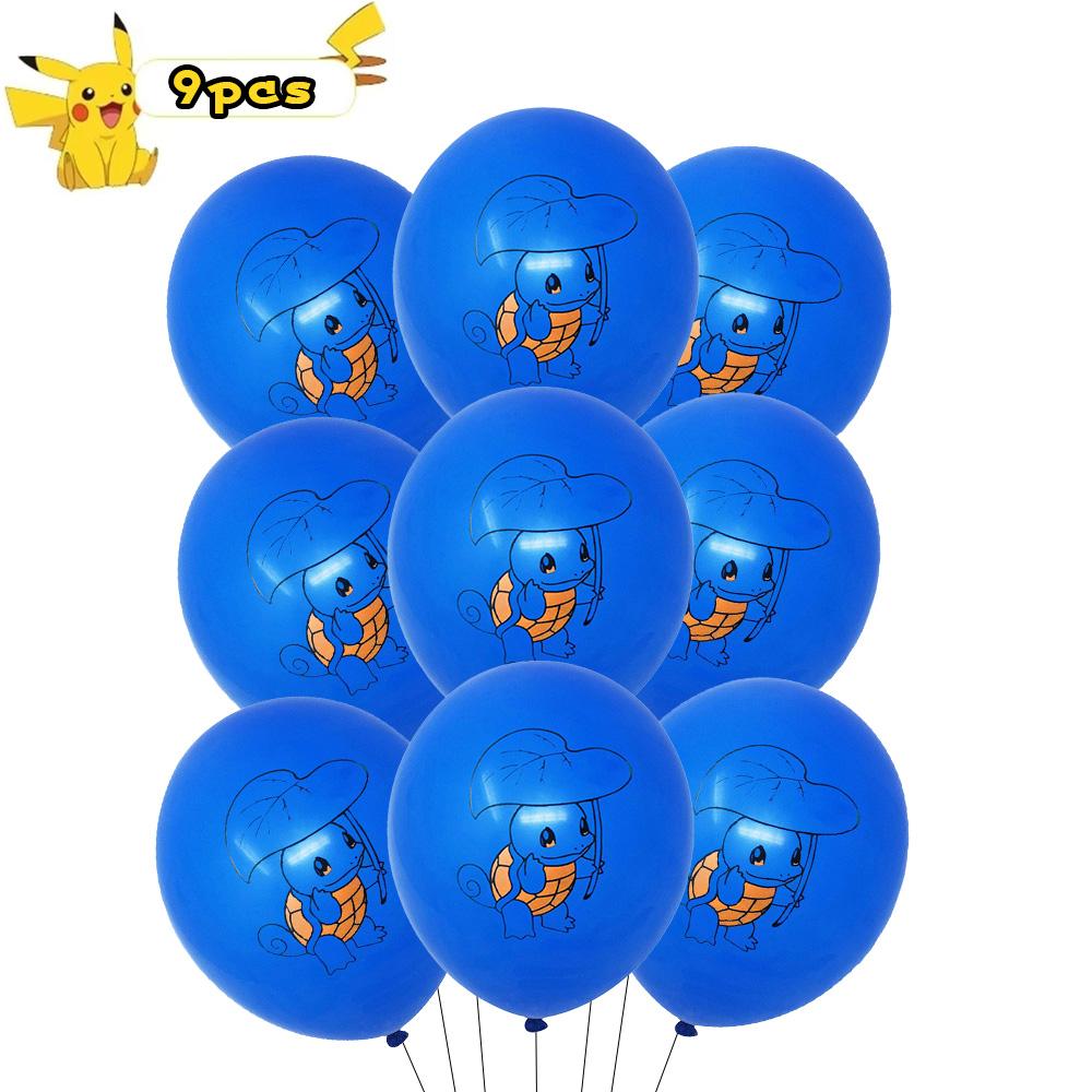 9/18pcs Pokemon Latex Balloons Birthday Decorations Cartoon Pikachu Squirtle Characters Children Baby Shower s Round Sensory Durable Bouncy Elastic