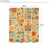 Colorful Floral Shower Curtain Vintage Inspired Design Orange Yellow Green Leaves Pattern Bathroom Decoration Trendy Boho