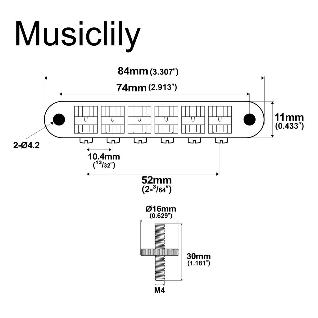 Musiclily Pro Bridge for Epiphone Les Paul Electric Gold 10.4mm ABR-1 Tune-O-Matic SG-Style Guitars,