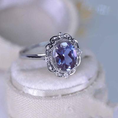 Yun Miao Purple Zircon Retro Ring - European & American Style Hand Jewelry