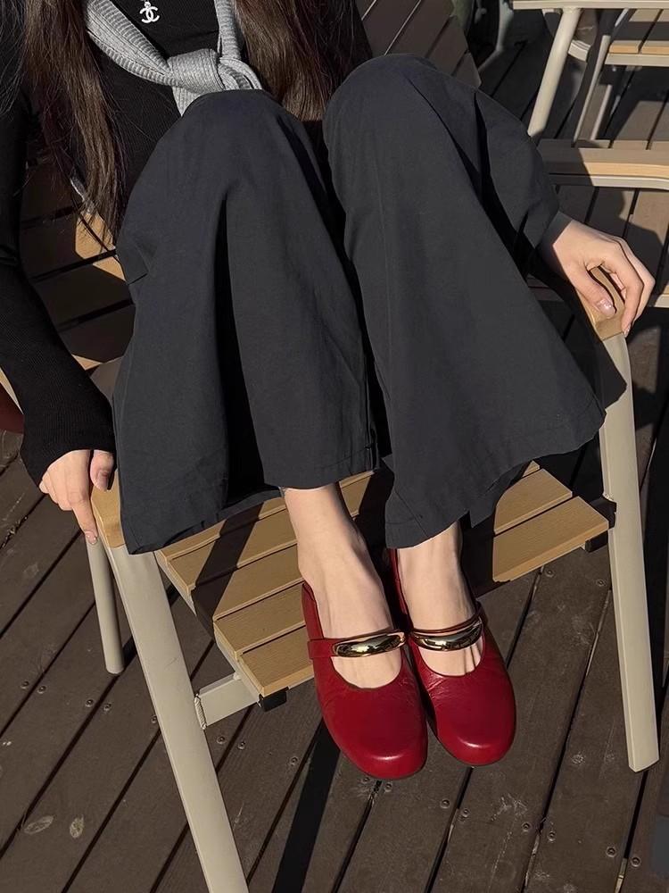 Fashion Retro Woman Shoes Round Toe Modis Female Footwear 2025 Comfortable Dress Flat Mary Janes Korean Shoes Round Toe Female Footwear