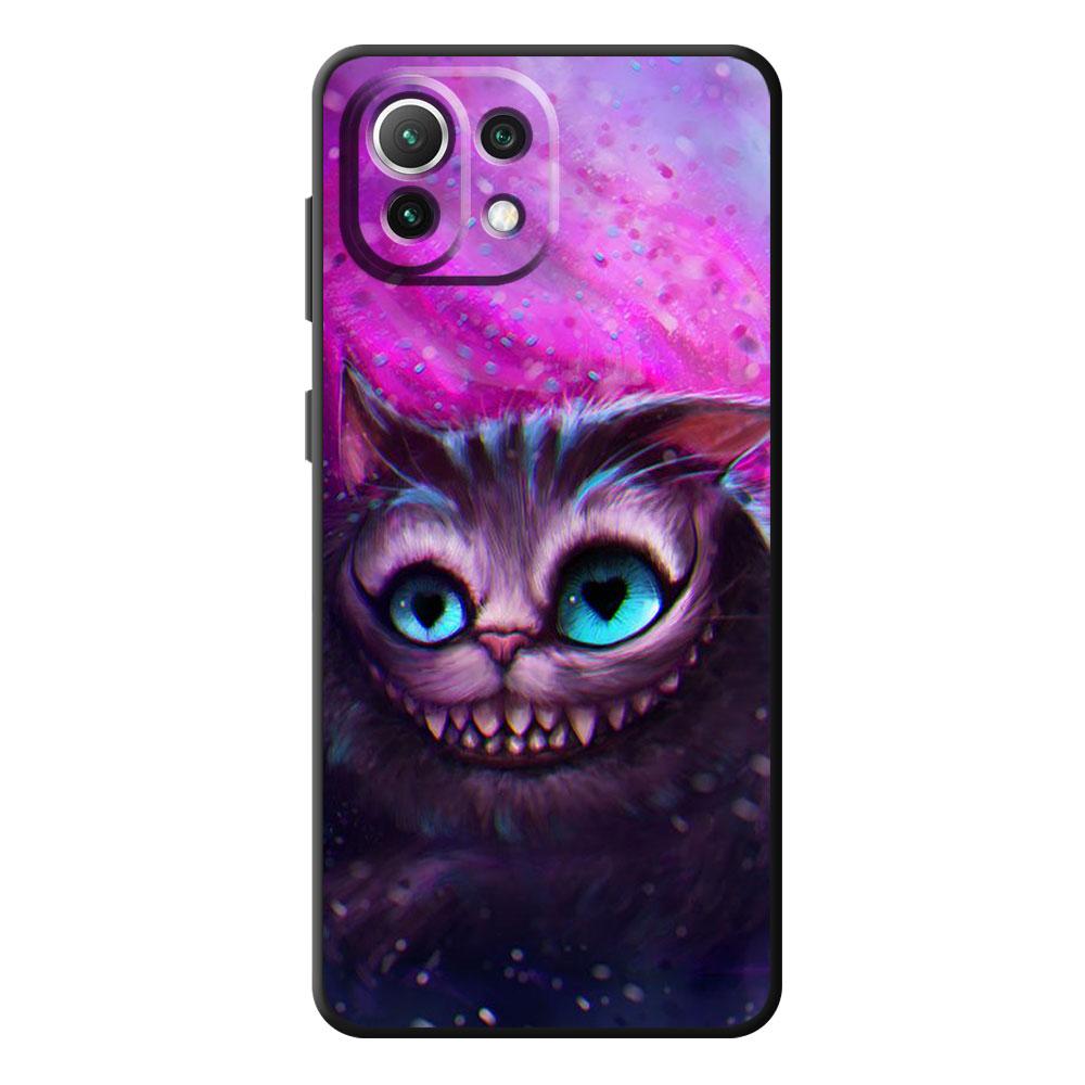 Custodia in TPU per Xiaomi Mi 11 Lite 11i 10 11T 12S 12X 10T 10S 11X 12 Pro 10TPro Cover Nera Funda Alice nel Paese delle Meraviglie Gatti del Cheshire