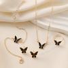 Conjunto de Joias Doce 4 peças/Conjunto Pingente de Borboleta Colar de Pérolas de Imitação para Mulheres Brincos de Pérola Joias para Meninas Presente para Mulheres