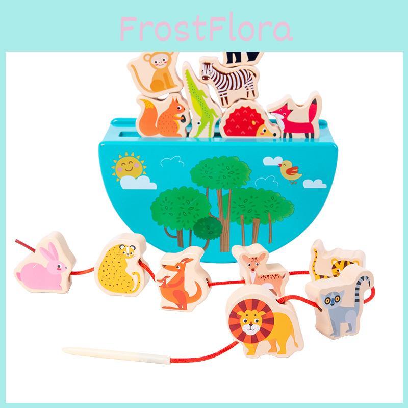 Animal Balance Building Blocks For Toddlers Wooden Bead Stringing Toy