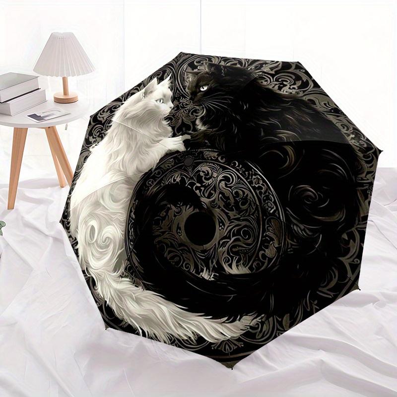 Yin Yang Cats Automatic Folding Umbrella Compact Lightweight For Outdoor Adventurest21
