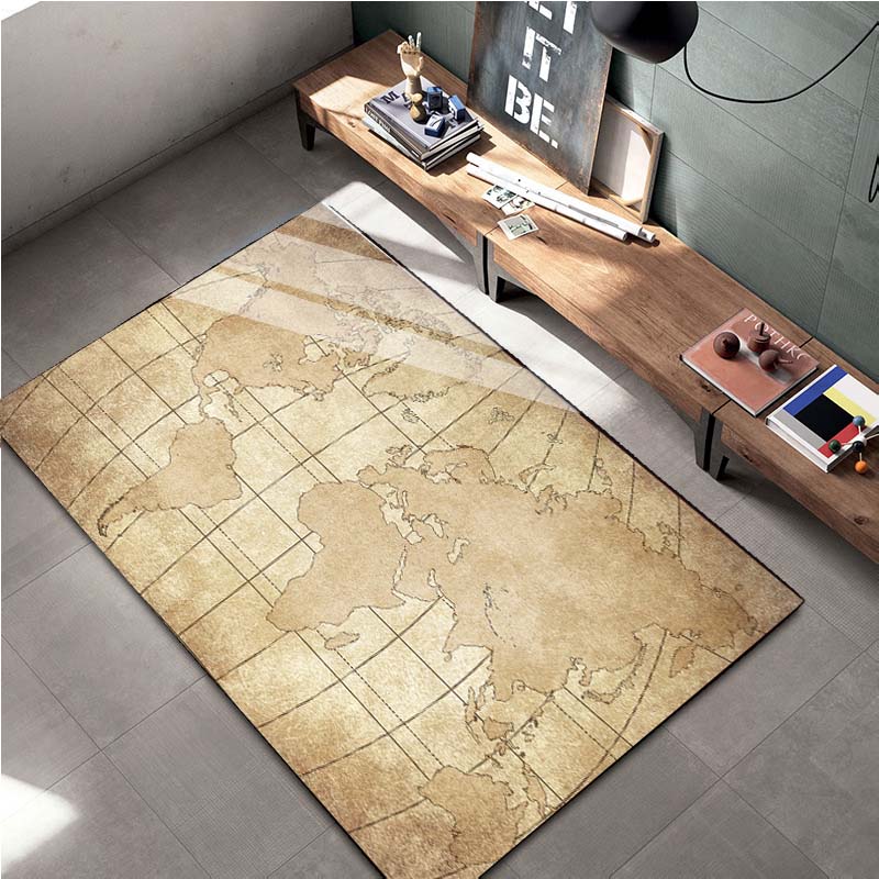15 Sizes Retro Navigation Map Pattern Decorative Square Rug House Living Room Floor Matte Bedroom Carpet Art Mat Fans Gift