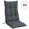 VidaXL Set of 4 High Back Chair Cushions, Waterproof Seat Pad, Non-slip Outdoor Cushion Garden 377603