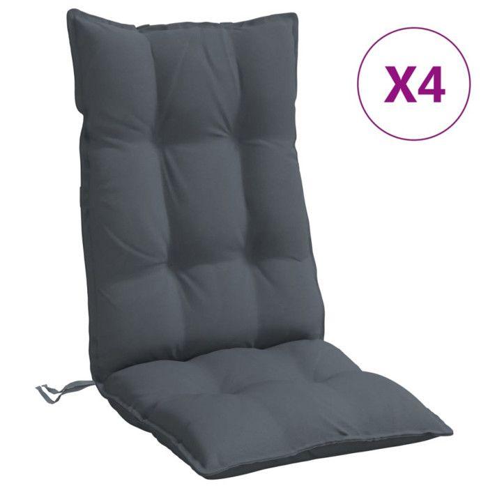 VidaXL Set of 4 High Back Chair Cushions, Waterproof Seat Pad, Non-slip Outdoor Cushion Garden 377603