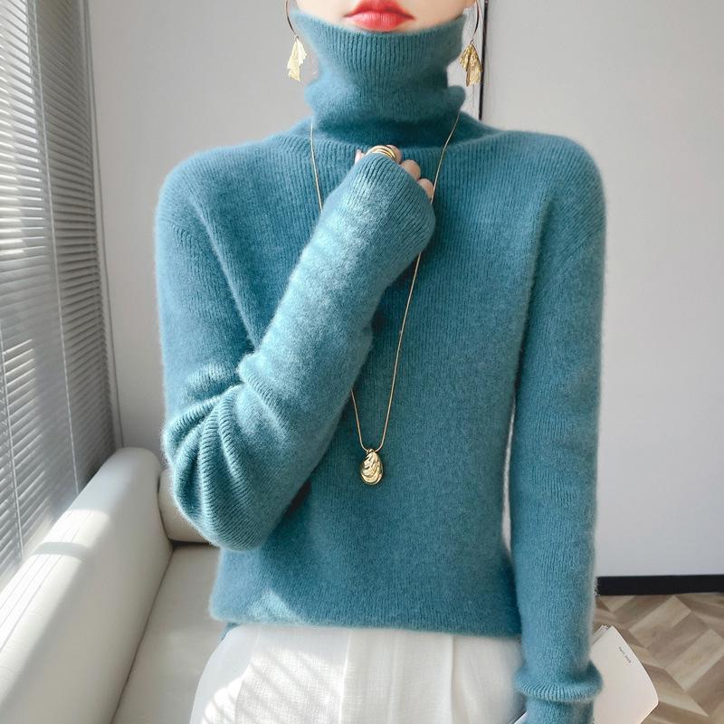 Women's High-Neck Sweater: 2025 New Style Soft Slim Fit with Pile Collar