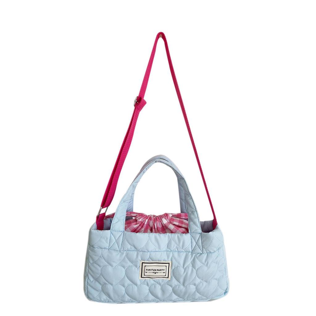 Korean Style Plaid Drawstring Messenger Handbag - Soft, Sticky, and Parent-Child Option for Autumn/Winter