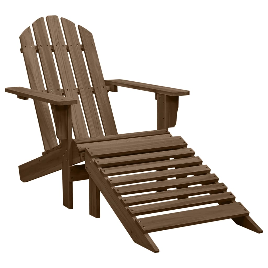 Vidaxl Adirondack Garden Chair with Footrest and Table, Fir
