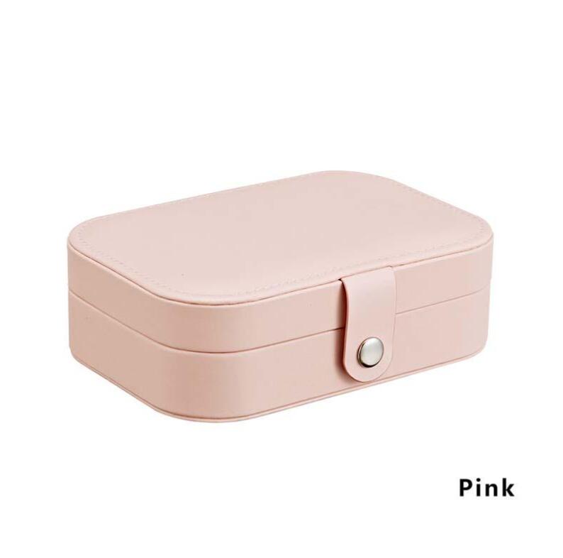 

Fashion Travel Leather Jewelry Storage Box Case Holder Earring Necklace Organizer Portable рожевий