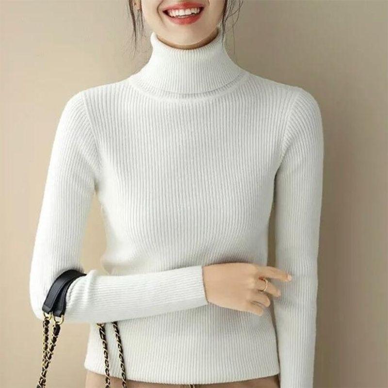 Sunshine House Fall and Winter New Arrival Export Daily Single Women's Clothing High Neck Ribbing Stretch Bottoming Sweater Knitwear Pullover