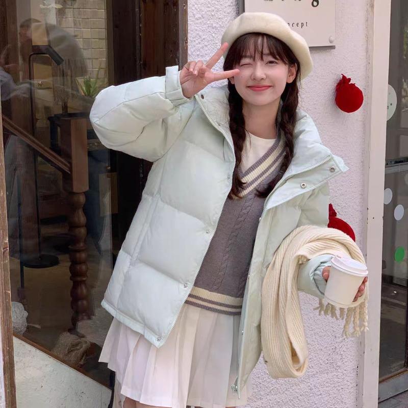 

Down jacket men s and women s short winter new thickened stand-up collar bread couple loose Chinese play XL