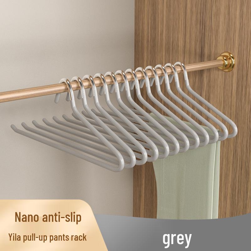 Goose-Shaped Non-Slip Trouser Rack: Traceless, Plastic-Coated Pant and Clothes Hanger with Clips for Organized Home Storage.