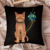 Katze und Roboter Kunst Kissenbezug, Sci-Fi Abenteuer Design Kissenhülle für Wohnzimmer Schlafzimmer Heimdekor Geschenk Kissenbezug
