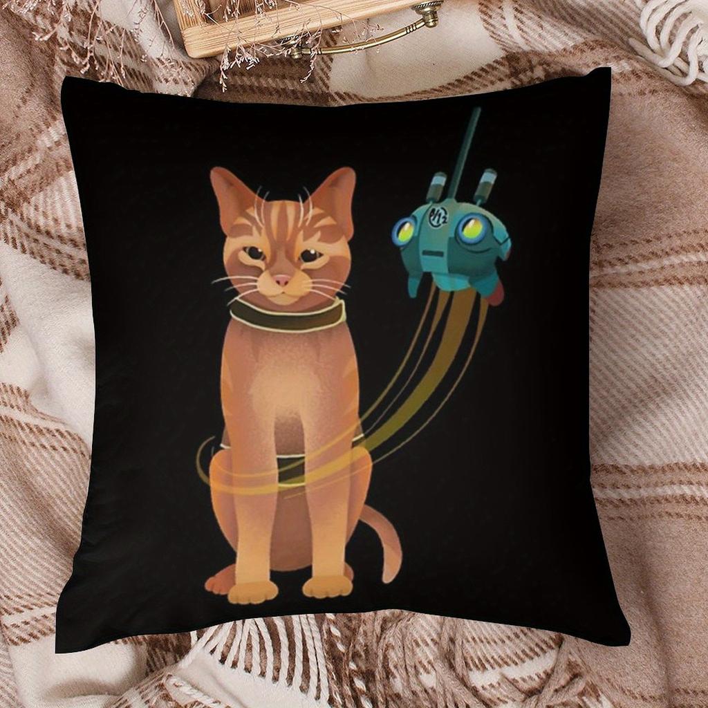 Katze und Roboter Kunst Kissenbezug, Sci-Fi Abenteuer Design Kissenhülle für Wohnzimmer Schlafzimmer Heimdekor Geschenk Kissenbezug