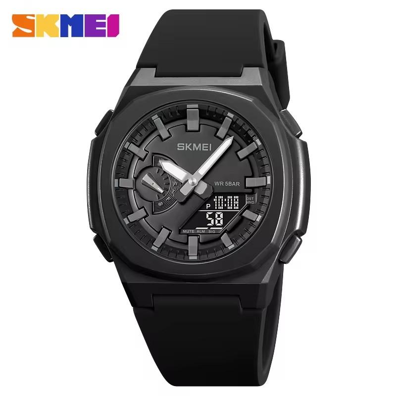 SKMEI 2091 Fashion Classic Men Silicone Strap Wristwatches Dual Time Led Analog Waterproof Digital Sports Luminous Hands Watches