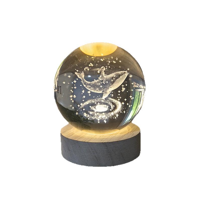 Astronaut Crystal Ball Night Light with Rotating Galaxy Carving