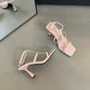2025 Summer New Square Head Stiletto Celebrity High Word Strap Roman Sandals High Heel Sandals Women