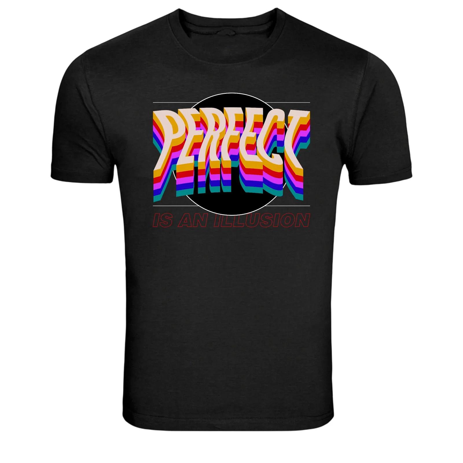 Perfect Is An Illusion Retro Rainbow Typography Graphic Tee S