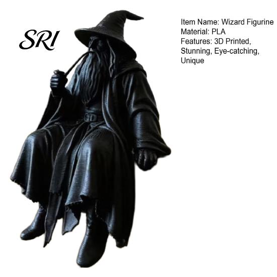 Low-key High-end Wizard Art 3D Printed Figurine, Small Shelf Sitter, Collectible Magical Home Decor Desktop Ornament for Bookshelves, Desks,