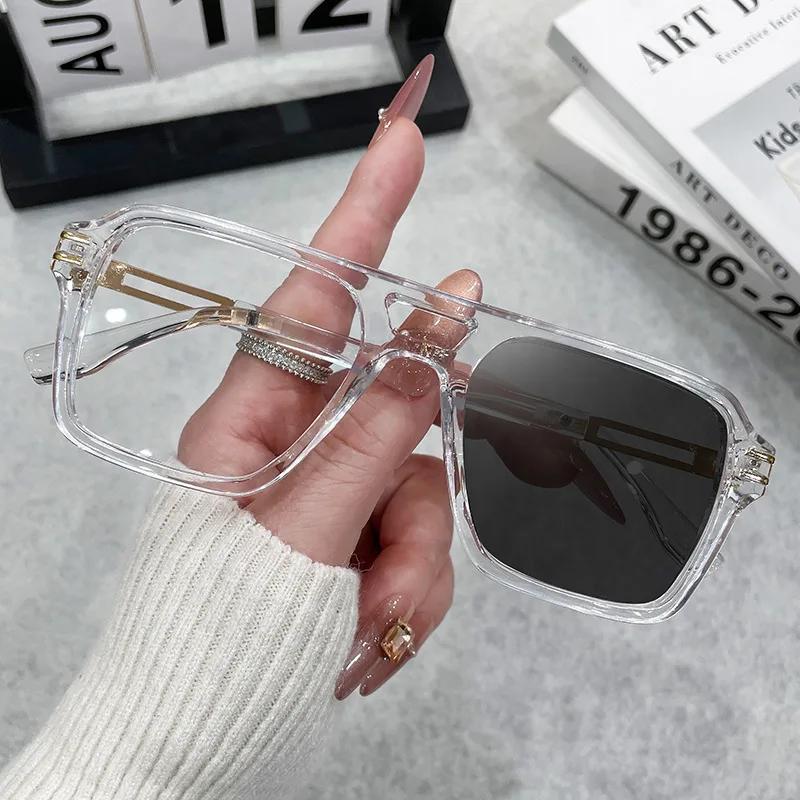 Fashion Square Women Sunglasses Plasitc Photochromic Spectacle Eyeglass Frame Men Vintage Retro For Female Sun Glasses Uv400