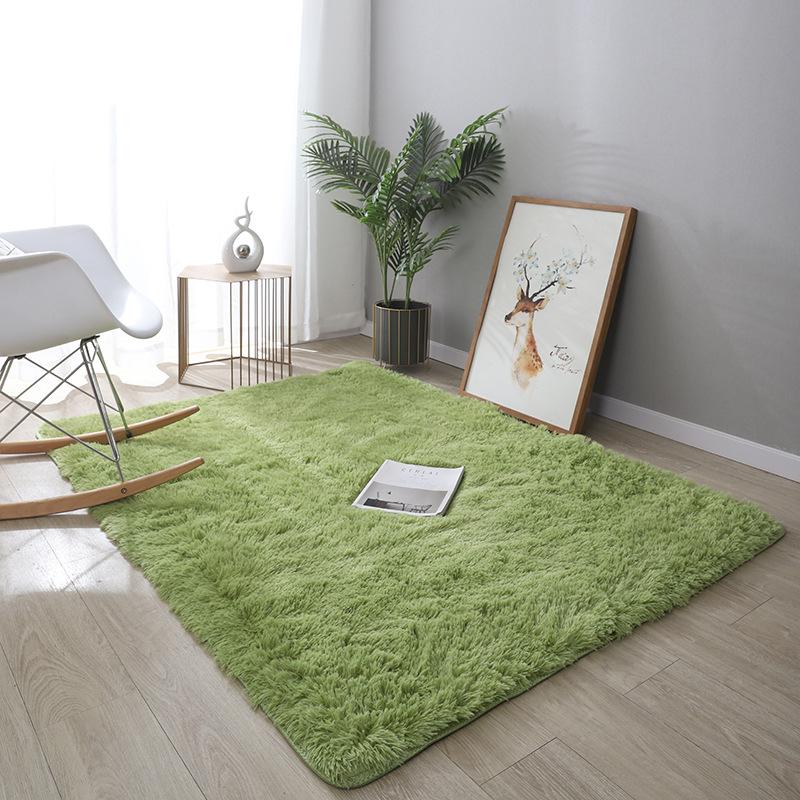 Simple Modern Silk Hair Tie-Dye Carpet Plush Soft Living Room Bedroom Bed Blanket Children's Room Non-Slip Floor Mat