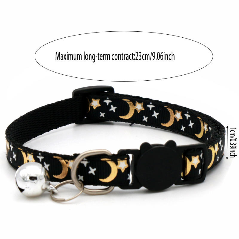 Pet Hot Stamping Moon Star Cat Dog Collar Cat Buckle  Detachable Reflective Safety Buckle Collar