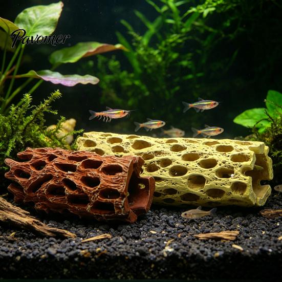 Crystal Shrimp Hiding Spot Aquarium Cave, Artificial Tree Trunk Hide, Fish Tank Easy Clean Decor Hideout, Realistic Cave for Betta And Resting