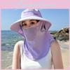 Polyester Wide Brim Sun Hat For Women With Face Shield For Outdoor Summer Activities