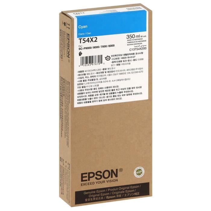 Cartouche d'encre traceur EPSON T54X2 pour imprimante SureColor SC-P6000/P7000/P8000/P9000 Cyan - 350ml