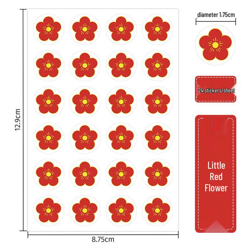 Little Red Flower Cartoon Animal Reward Stickers for Student Encouragement