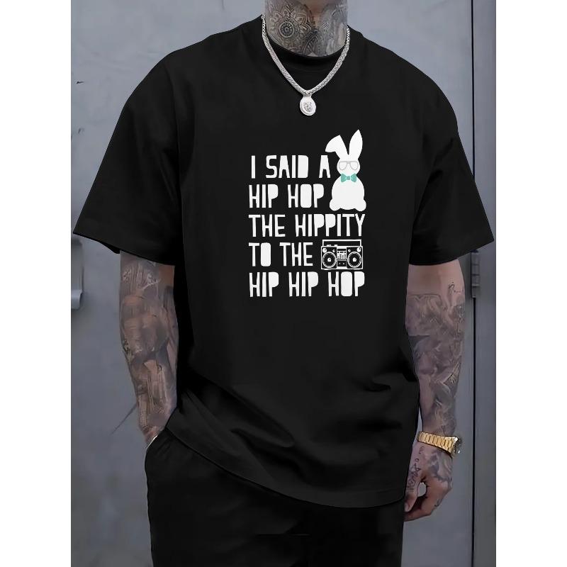

Men s Summer Rabbit Print Short Sleeve T-Shirt - Casual Round Neck Relaxed Fit with Rabbit & Rabbit, Machine Washable Opaque Top for Casual Attire 4XL чорний