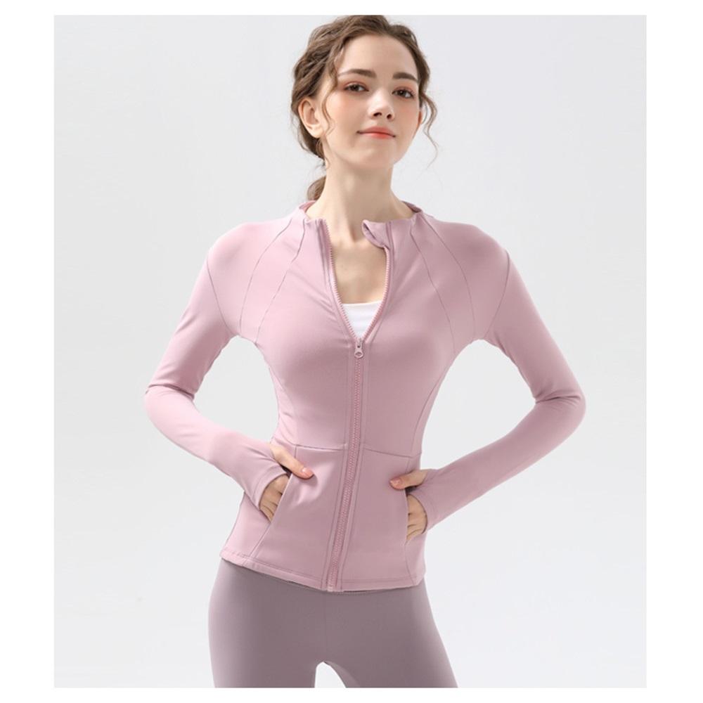 New Style, Fleece-lined Sports Fitness Yoga Jacket With A Stand Collar, Zipper, Quick-dry, Breathable, Running, Long-sleeved, Slim-fitting Outerwear