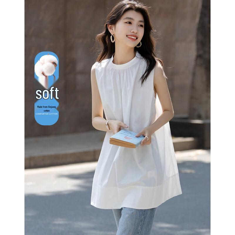 Элегантная безрукавная блузка Demana из хлопкового поплина с плиссировкой XL