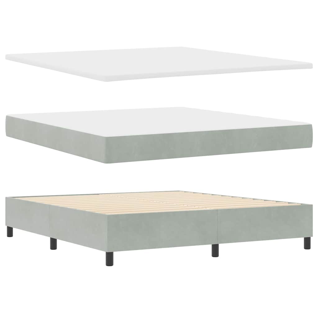 Box Spring Bed with Mattress Light Grey 180 X 200 Cm Velvet